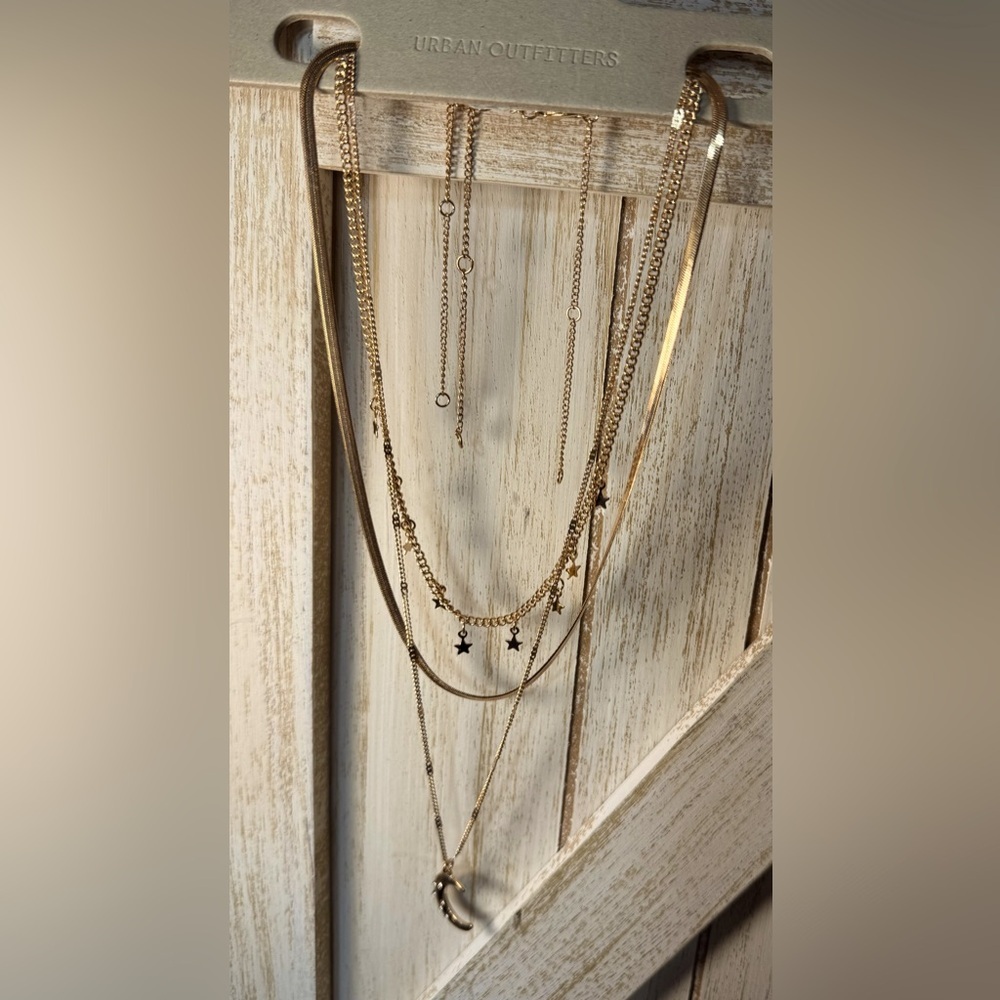NWT Urban Outfitters Layered Celestial
Statement Necklace - 3 layers-gold color‎